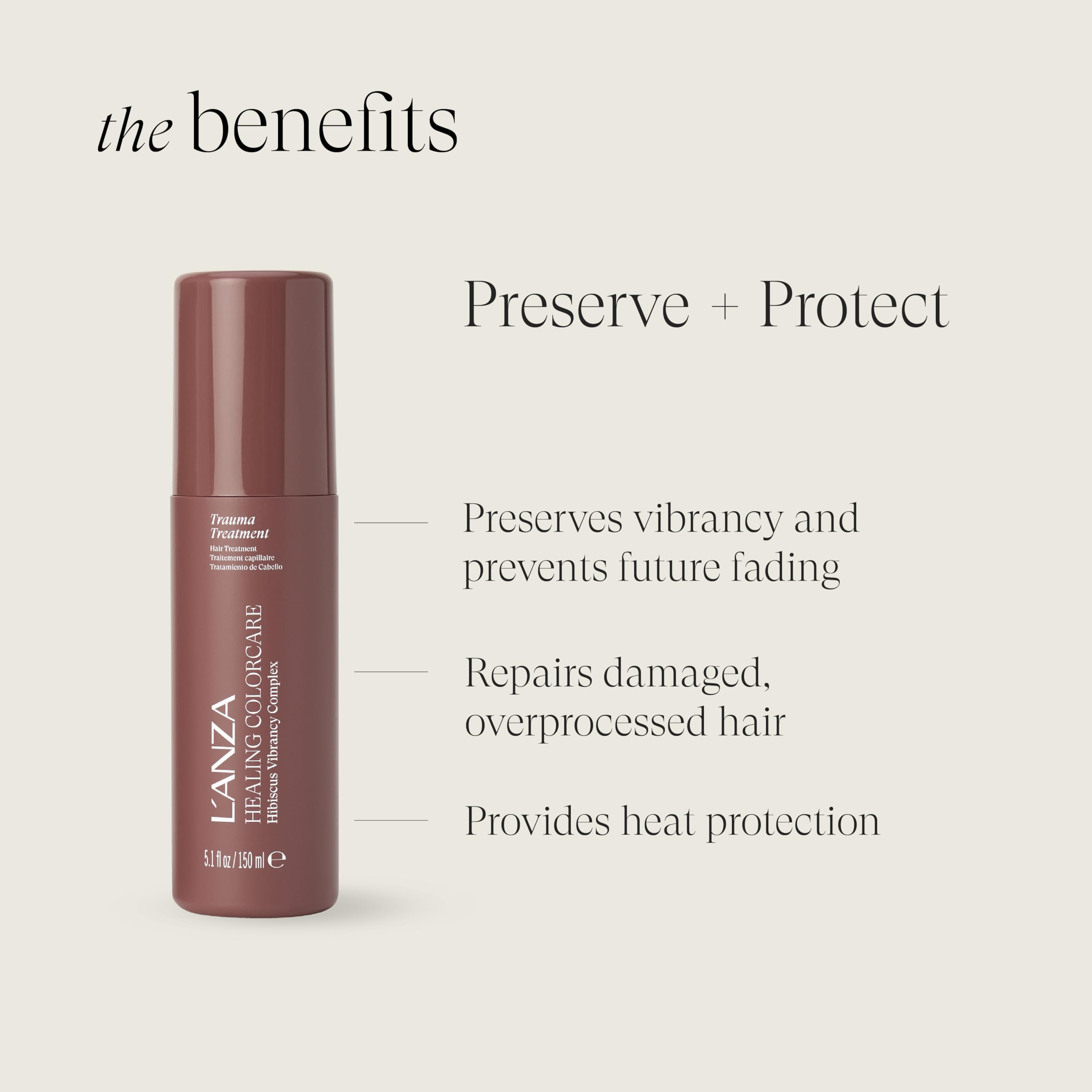 L'ANZA Healing Colorcare Trauma Treatment Color Repair Leave-In, Anti-Fade, UV & Heat Protection, Strengthens Damaged Hair, Moisturizing, Adds Vibrance, Anti-Frizz, Smooths, Sulfate Free - Image 3