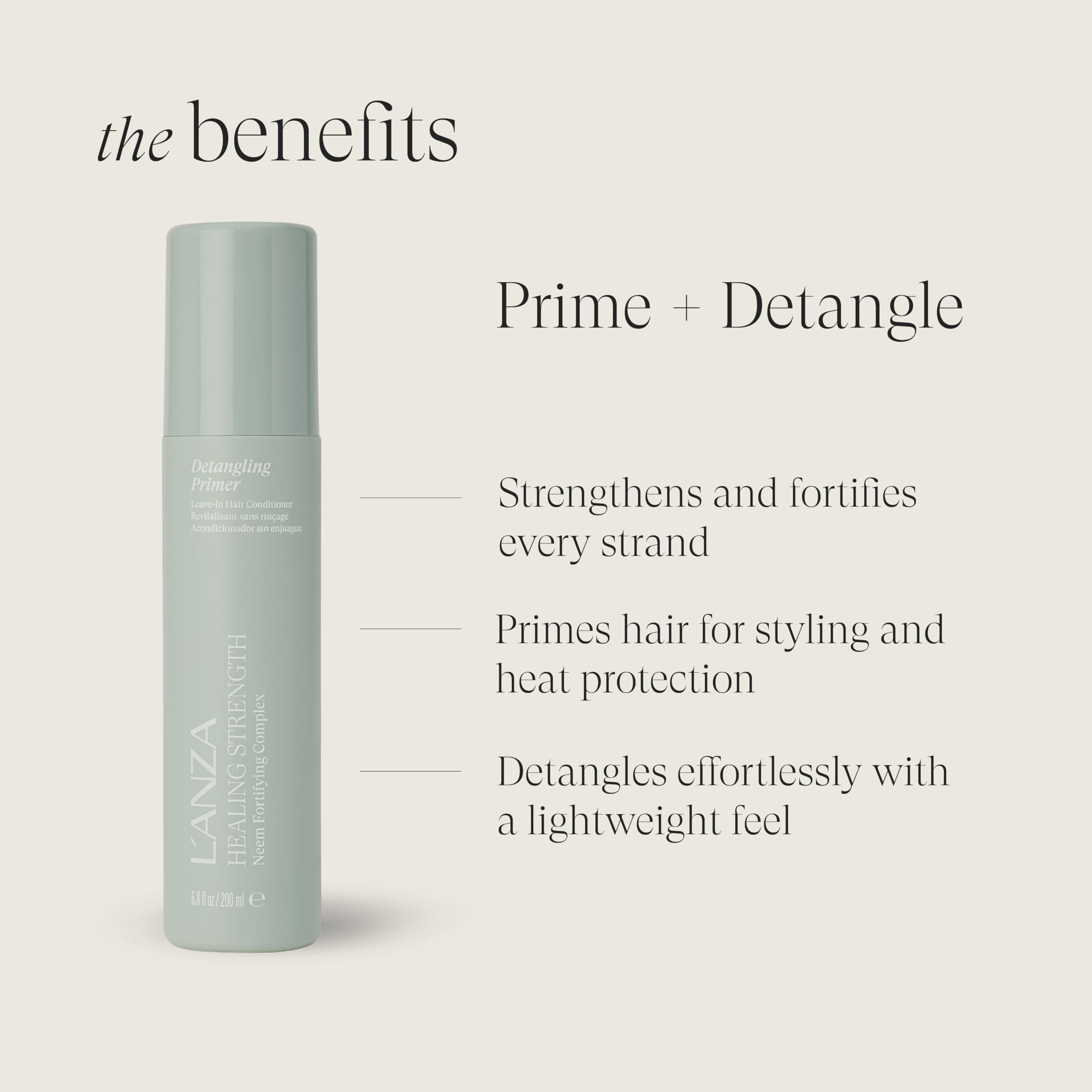 L'ANZA Healing Strength Detangling Primer, Leave-In Detangler, Prevents Breakage, UV & Heat Protection, Strengthens & Repairs Damaged Hair, Smooths, Anti-Frizz, Color Safe, Sulfate Free - Image 3