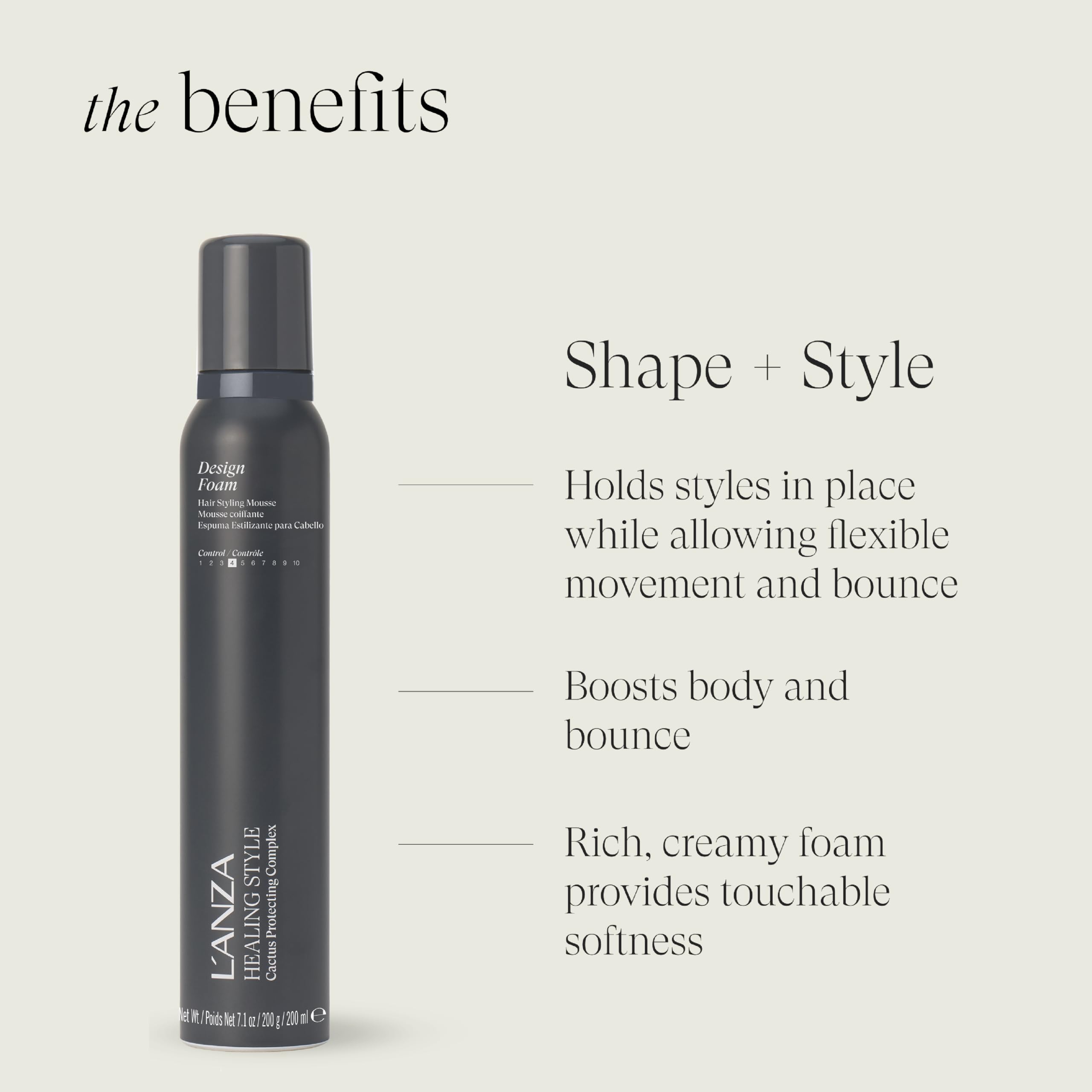L'ANZA Healing Style Design Foam with Low Hold Effect, Boosts Shine and Adds Body, With UV and Heat Protection to Prevent Sun and Styling Damage (7.1 Fl Oz) - Image 3