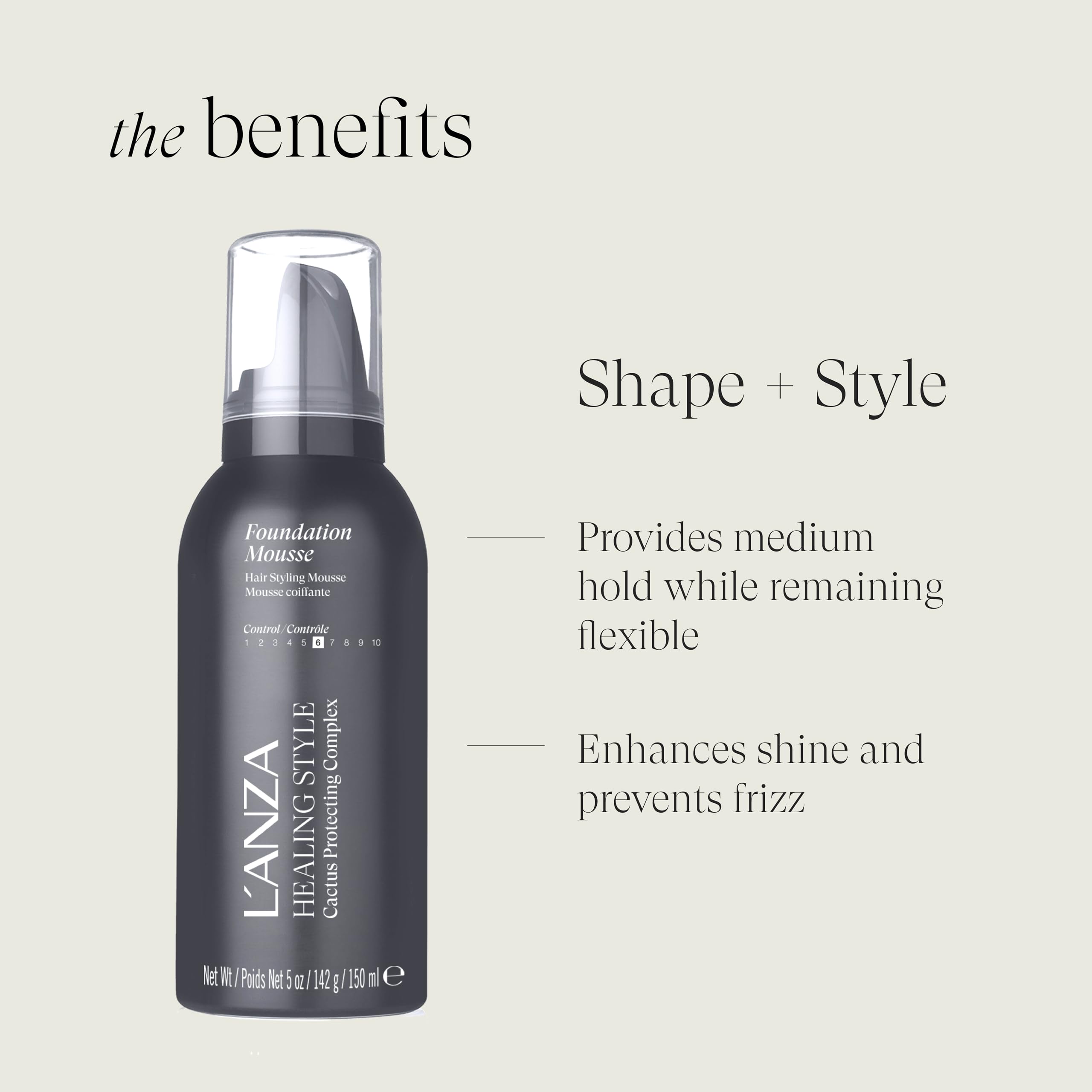 L'ANZA Healing Style Foundation Mousse with Medium Hold Effect, Refreshes and Moisturises Hair and Scalp, With Advanced Control Technology, Non-drying Formula, and Natural Ingredients (5 Fl Oz) - Image 3