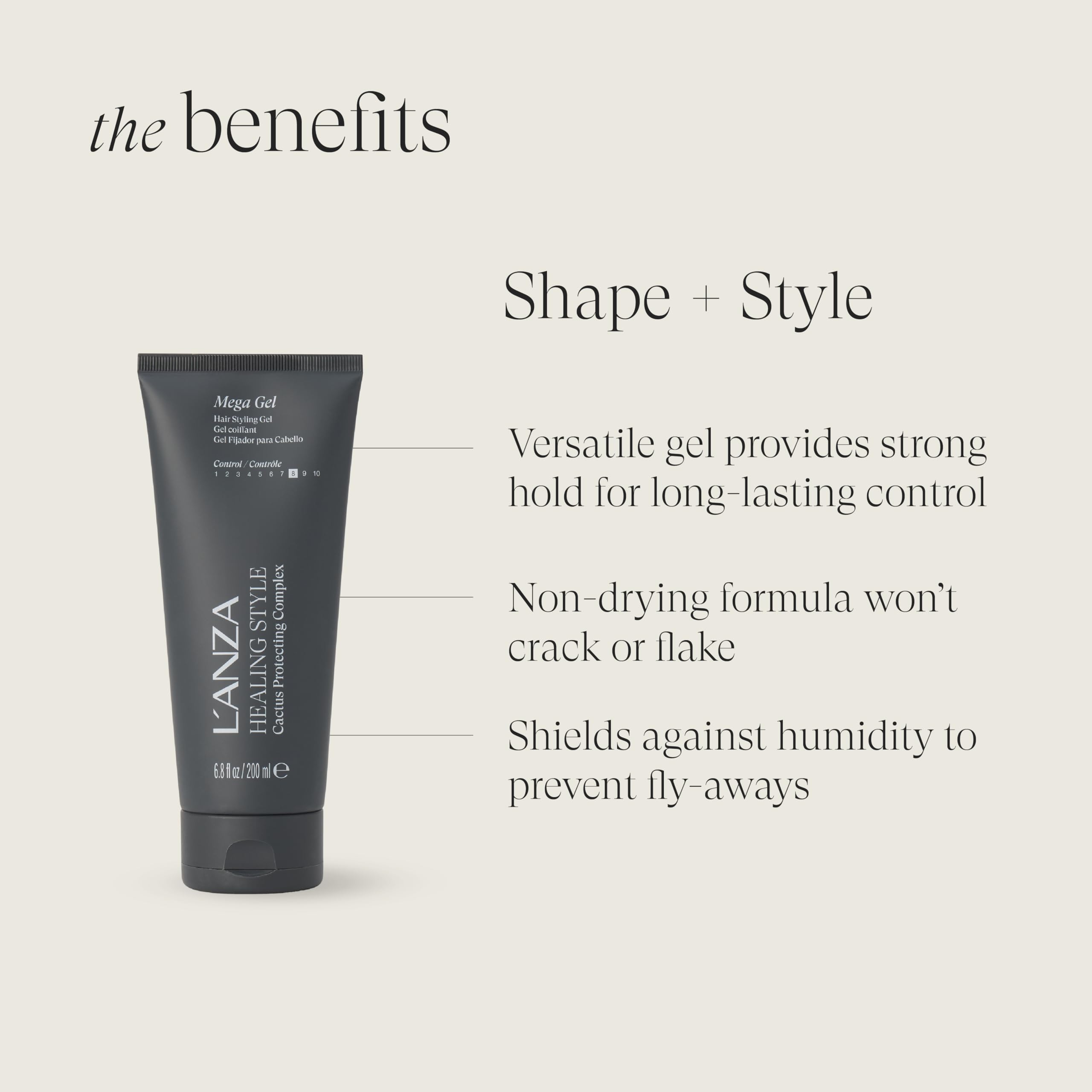 L'ANZA Healing Style Mega Gel with Strong Hold Effect, Nourishes and Refreshes the Hair While Styling, With Keratin, Alcohol-free Formula, and UV Rays Protection to Prevent Damage (6.8 Fl Oz) - Image 3