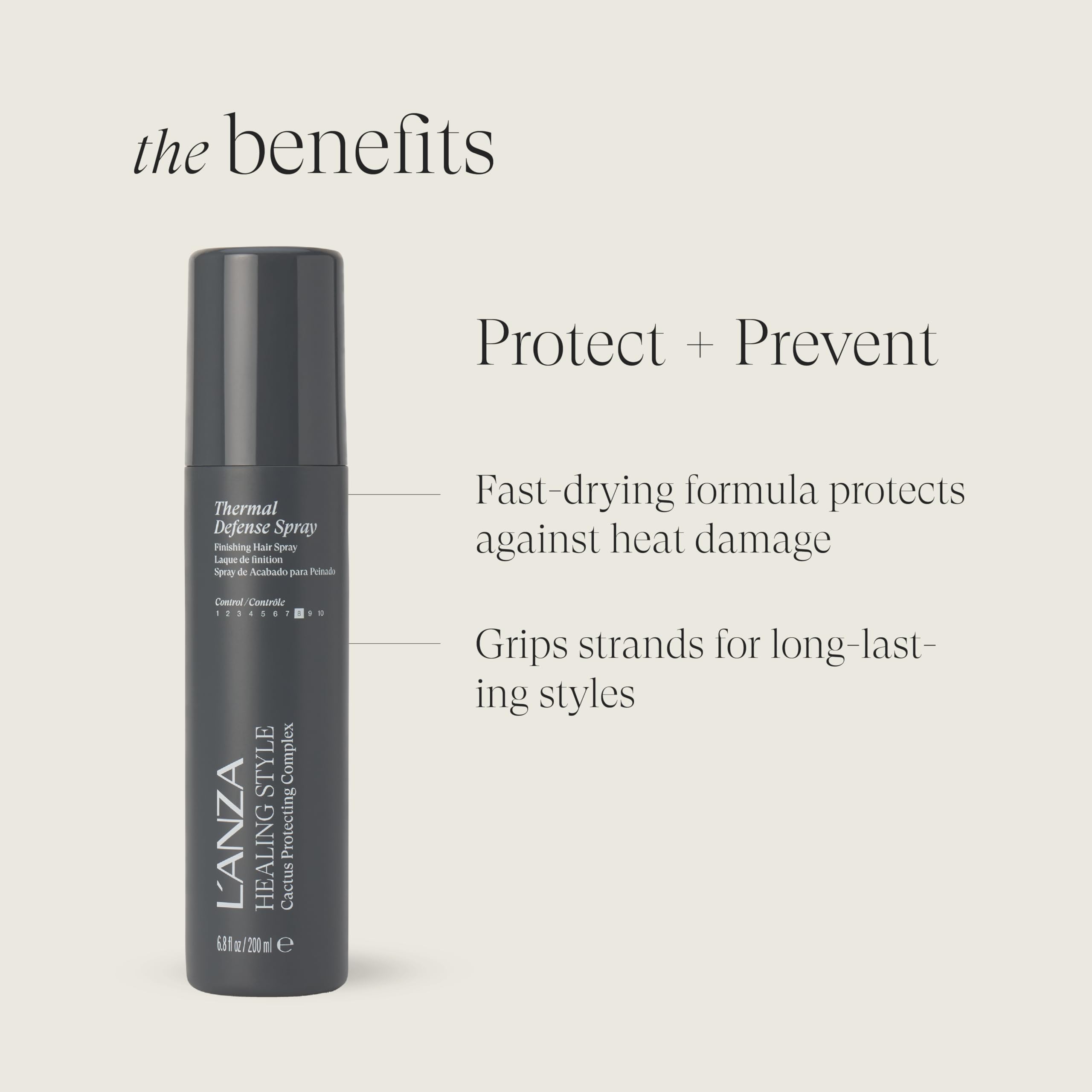 L'ANZA Healing Style Thermal Defense Spray with Strong Hold Effect - Eliminates Frizz, Detangles and Boosts Hair´s Shine, With UV and Heat Protection to prevent sun and styling damage (6.8 Fl Oz) - Image 3