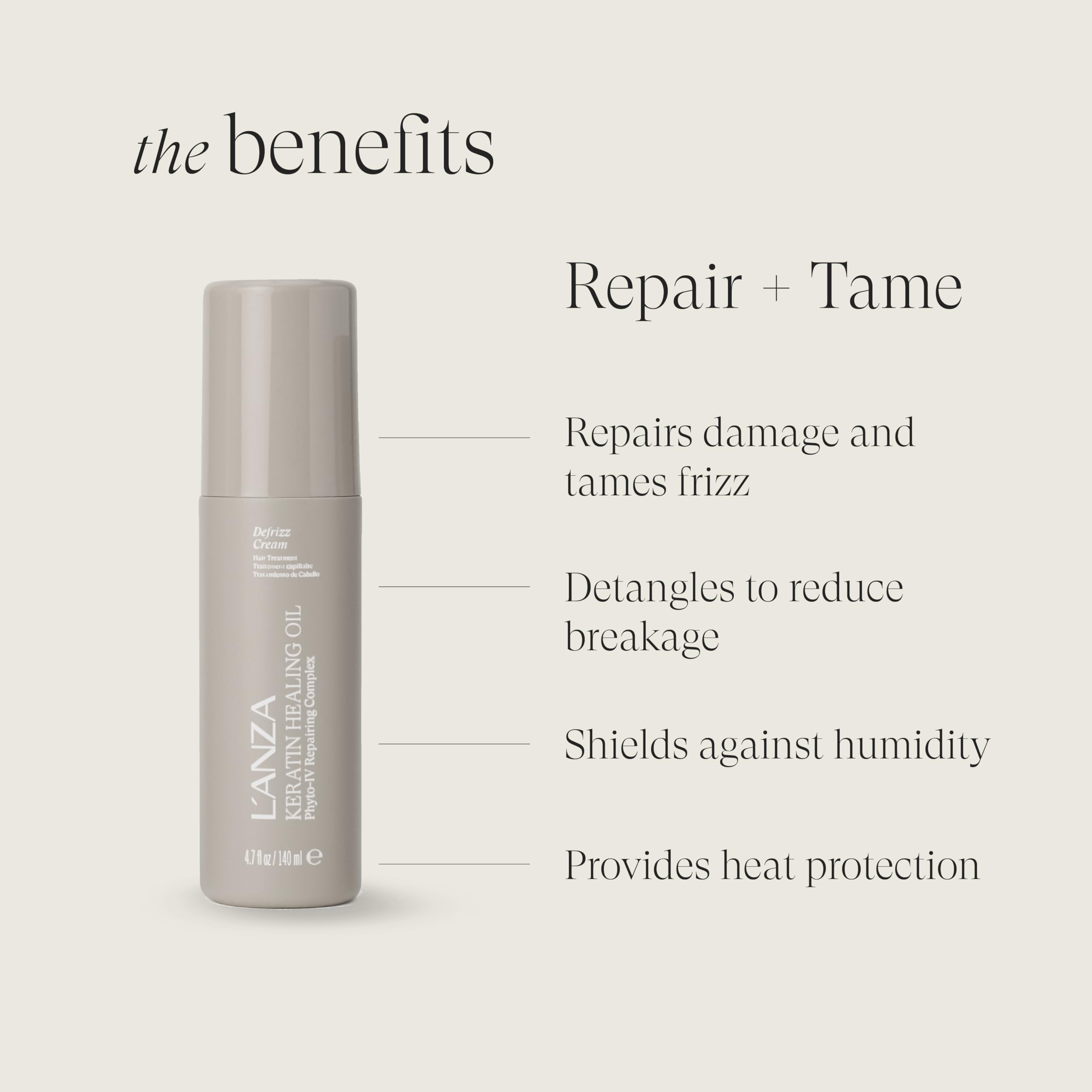L'ANZA Keratin Healing Oil De-Frizz Cream Anti-Humidity Cream, Smoothing, Soft Control, Strengthens, Adds Shine, Color Safe Anti-Humidity Strengthening Care Shine Boost, Sulfate Free (4.7 Fl Oz) - Image 3