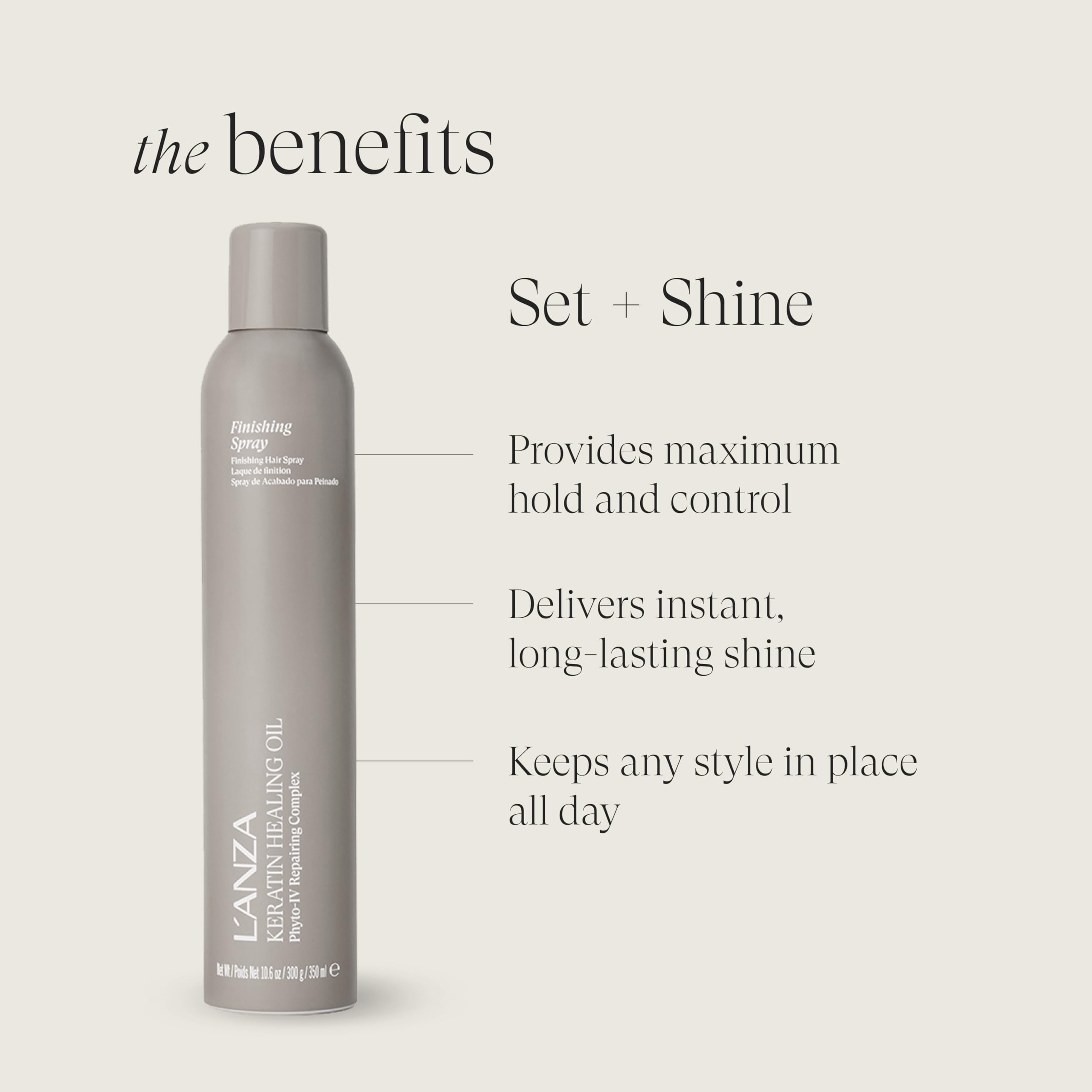 L'ANZA Keratin Healing Oil Finishing Spray For Hair Strong Flexible Hold, Humidity Resistant, Adds Lustrous Shine, Brushable, Heat Protection, Color Safe, Sulfate Free (10.6 Fl Oz) - Image 3