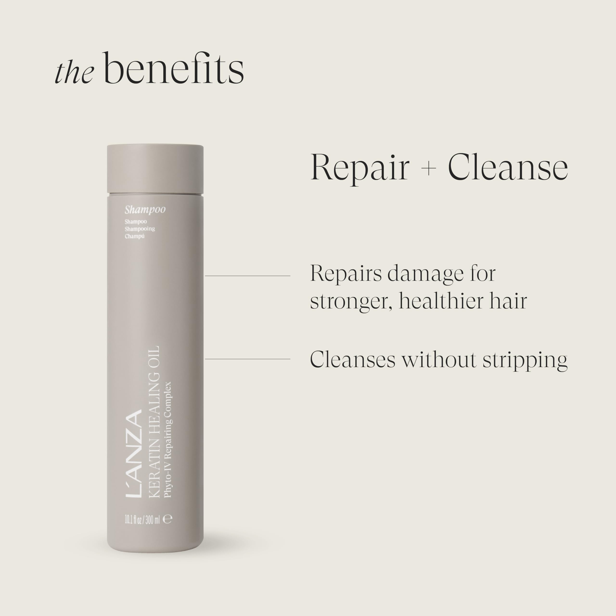 L'ANZA Keratin Healing Oil Shampoo Hydrating Cleanse, Boosts Softness, Adds Lustrous Shine, Anti-Frizz, Color Safe, Strengthening Anti-Humidity Strengthening Care, Sulfate Free - Image 3