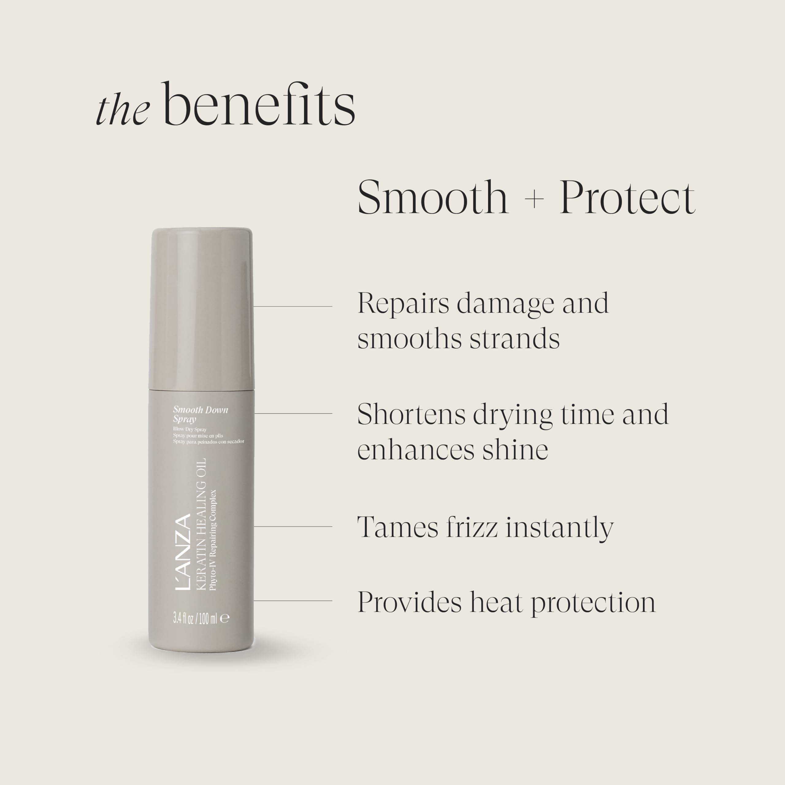 L’ANZA Keratin Healing Oil Smooth Down Spray, Heat Protectant Hairspray for Blowouts, Anti-Frizz Shine Enhancer with UV Protection, Smooths Flyaways, Sulfate Free & Cruelty Free (3.4 Fl Oz) - Image 3