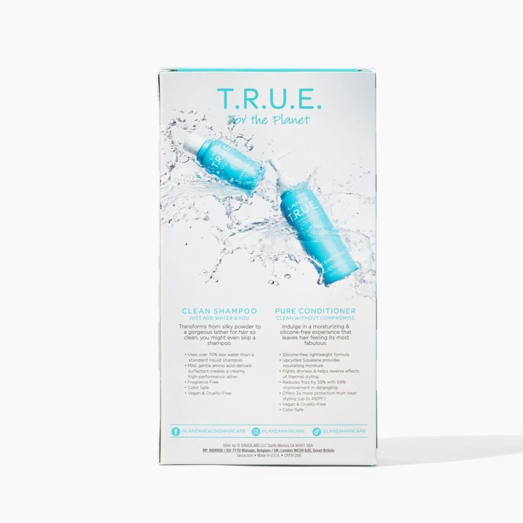 L'ANZA T.R.U.E. Duo Hair Kit, Clean Shampoo & Pure Conditioner, Anti Frizz, Fragrance & Paraben Free, Vegan & Cruelty Free Shampoo and Conditioner Set, Luxury Hair Care Kit in a Gift Box (2/8 Fl Oz) - Image 7